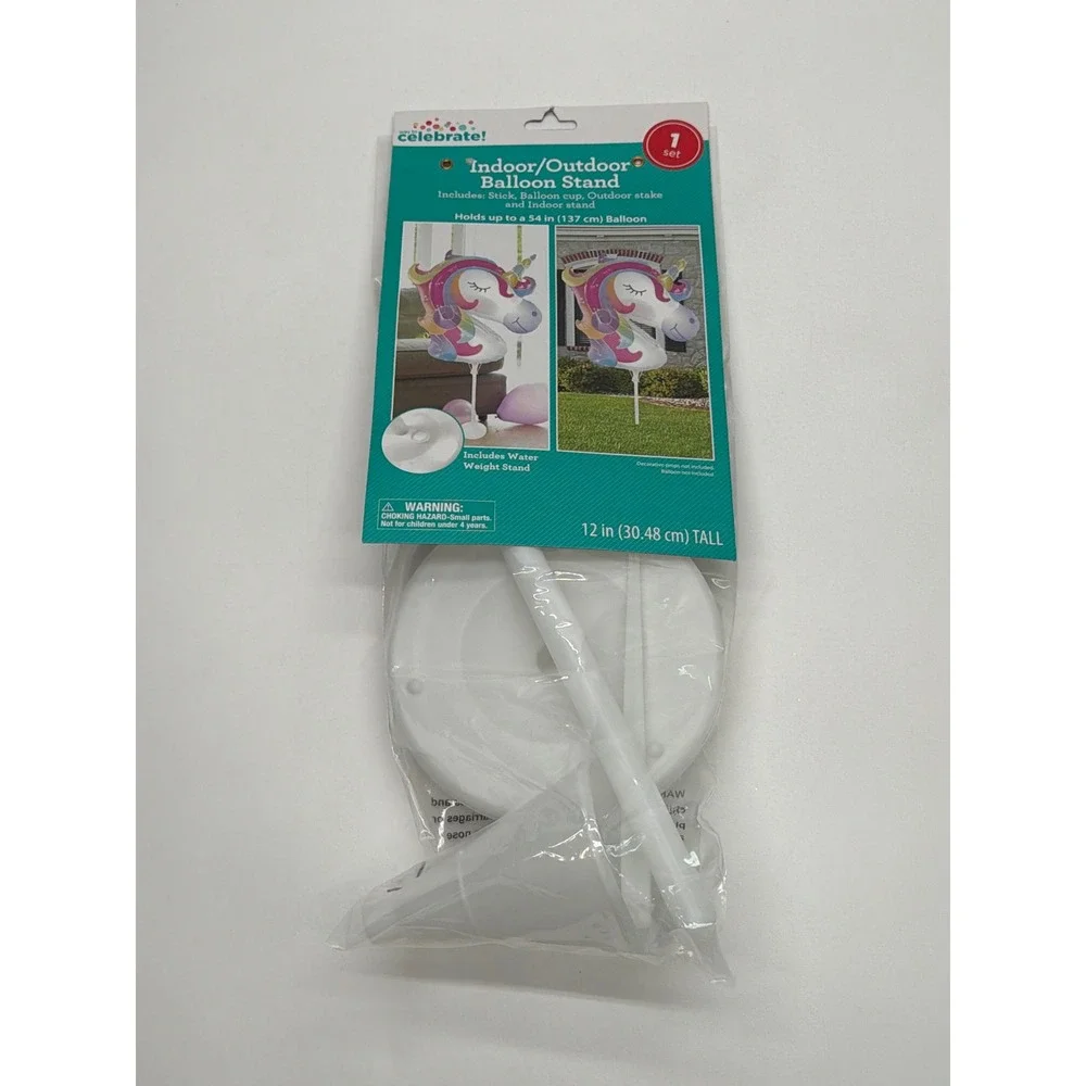 Way to Celebrate Indoor Outdoor Balloon Stand 12 Inch White‎ Water Weight Base